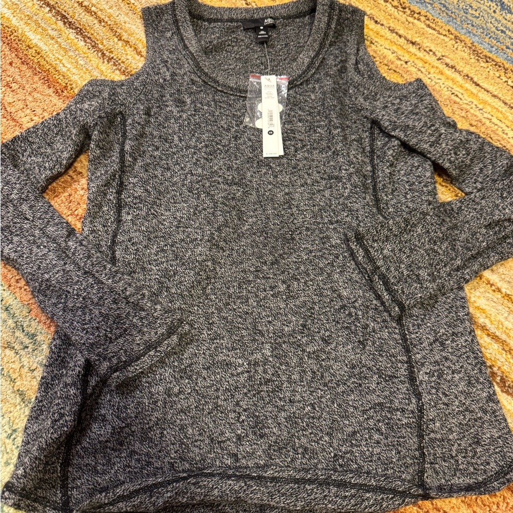 Aqua Charcoal Cold Shoulder Sweatshirt